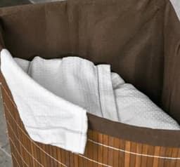 Bamboe Wasmand Hoekmodel met Deksel - 55 Liter - Hoekwaskorf Inklapbaar - Bruin — thumbnail 2