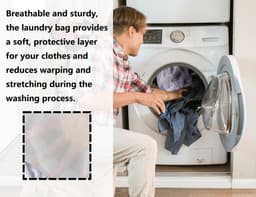 Dailygoods- Wasnet Set van 2 - 30 x 40 cm - Herbruikbaar - Dichte Mesh - Met Koordsluiting - Bescherming voor Kleding - Waszak — thumbnail 4