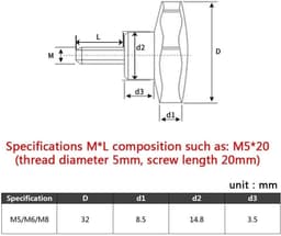 Dailygoods- Vleugelschroef M6x16mm - Stergreep - Kunststof/Koolstofstaal - 10 Stuks - Bevestigingsmethode - Handmatig Vastzetten - Duimschroef — thumbnail 3