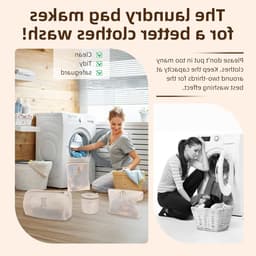 Set van 4 wasnetten in verschillende maten met symbolen voor het wassen van shirts, jurken, broeken en bh's, ideaal voor delicate kledingstukken — thumbnail 3