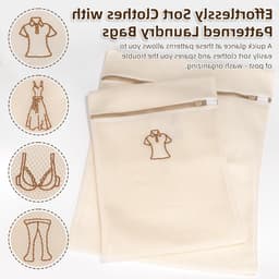 Set van 4 wasnetten in verschillende maten met symbolen voor het wassen van shirts, jurken, broeken en bh's, ideaal voor delicate kledingstukken — thumbnail 4