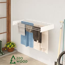 Wanddroogrek Inklapbaar 120 cm - 8.4 m Drooglengte Wit — thumbnail 2
