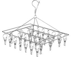 Vouwbaar RVS Sokdroogrek met 46 Clips, Rotatable Haak, Ideaal voor Sokken, Ondergoed en Wasaccessoires