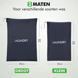 Travelhawk Grote Waszakken - 2 Stuks - 60 x 45 cm en 55 x 35 cm - Waszak voor Beddengoed, Handdoeken & Kleding – Wasnet voor Wasmachine - Blauw — thumbnail 3