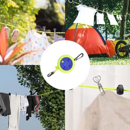Camping waslijn - Waslijn Uitschuifbaar - waslijn voor kamperen buiten, tuin of reizen, draagbare camping waslijn met 10 vaste gespen en 10 wasspelden, voor kamperen buiten — thumbnail 5
