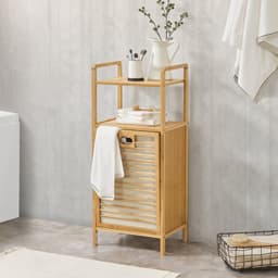 Bamboe wasmand Rendalen met plank 40x30x95 cm — thumbnail 2