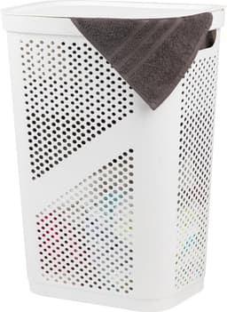 Mind Reader 60 Liter/16 Gallon Lichtgewicht Wasmand - Hamper Wit met Deksel — thumbnail 1