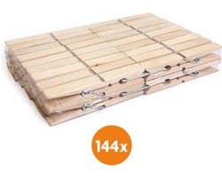 LaundrySpecialist 144x Houten Wasknijpers (100mm) - Wasknijpers - Wasknijpers hout - 144 stuks - Knijpers - Houten Knijpers