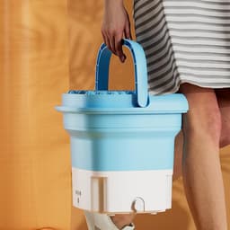 Draagbare Mini-Wasmachine en Droger - Emmerwasmachine met Centrifuge - Opvouwbare Ondergoedsokken Wasmachine voor Studentenflat Dorm Camping RV Travel (Blauw) — thumbnail 3