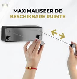 Waslijn – uittrekbare wasdraad - Inclusief Wasmand & Kledingvouwer - Binnen en Buiten - roldrooglijnen – 2 x 4,20 meter Staalgevlochten waslijndraad — thumbnail 3