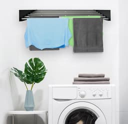 Premium Luxe Laundry Aluminium Wandmontage Droogrek - Opvouwbaar, Inklapbaar, Drievoudig - Ruimtebesparend Wasruimte Muur Droogrek - Wit folding wall laundry rack — thumbnail 5