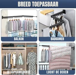 SCH® Wanddroogrek Inklapbaar - Wanddroogrek - Zwart - ‎120cm x 3cm x 9cm — thumbnail 4