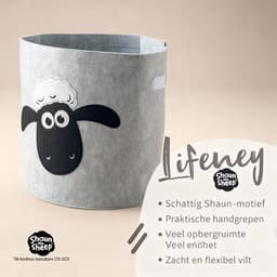 Vuilnismand grijs vilt met schaapshoofd motief Lifeney Shaun het schaap — thumbnail 1