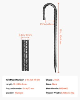 VEVOR 16-pack J-type Grondankers Grondnagels Tentharingen 304,8mm — thumbnail 2