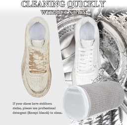 2 stuks - Waszak voor schoenen - Waszak voor sneakers - Schoenreinigingszak - Grijs - Waszak voor schoenen - Schoenreinigingszak - Geschikt voor alle soorten schoenen - Herbruikbare schoenreinigingszak — thumbnail 4