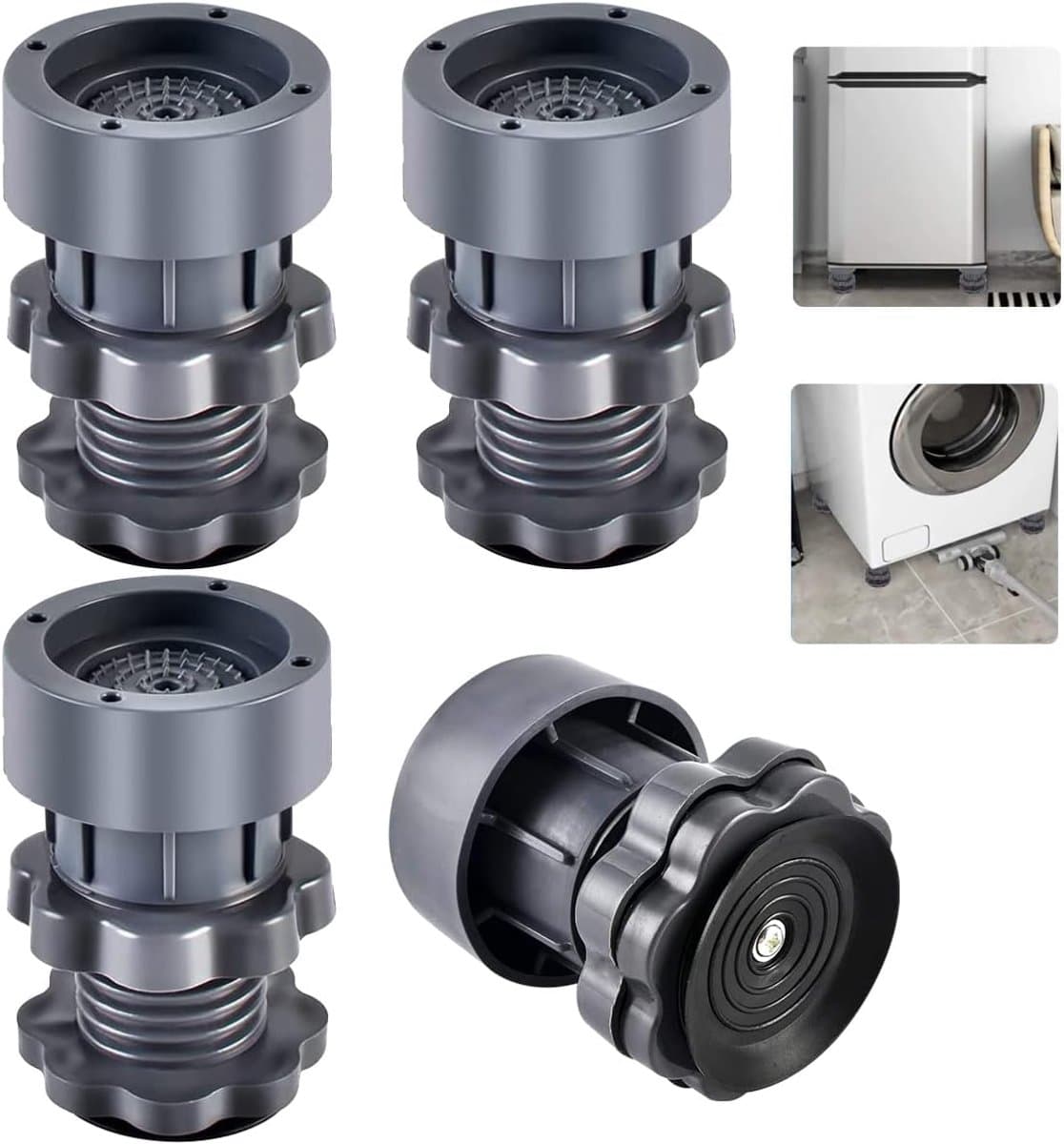 4pcs trillingsdempers, Wasmachine, Verstelbare trillingsdempers, Verstelbare hoogte 7-10cm, Wasmachine Rubberen voeten voor wasmachines en droger — afbeelding 1