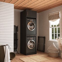 Wasophoogte® Wasmachine Kast Sydney - Wasmachine verhoger - Wasmachine ombouw - 700(D)*665(B)*2350(H) mm - Zwart — thumbnail 4