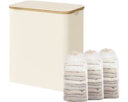 SONGMICS - Wasmand - Wasmand met Deksel - 3 Vakken - Uitneembare Waszak - Opvouwbaar