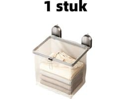 1 artikel - Opbergmand - Wasmand - Zuignap - Opvouwbaar - Wandrek voor de badkamer - Wasmand - 27,8 cm * 20,8 cm - Grijs