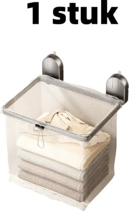 1 artikel - Opbergmand - Wasmand - Zuignap - Opvouwbaar - Wandrek voor de badkamer - Wasmand - 27,8 cm * 20,8 cm - Grijs — thumbnail 1