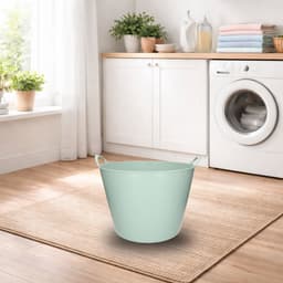 Flexibele kuip - mintgroen - 40 liter - met handvatten - 45 cm - kunststof - emmer - wasmand — thumbnail 2