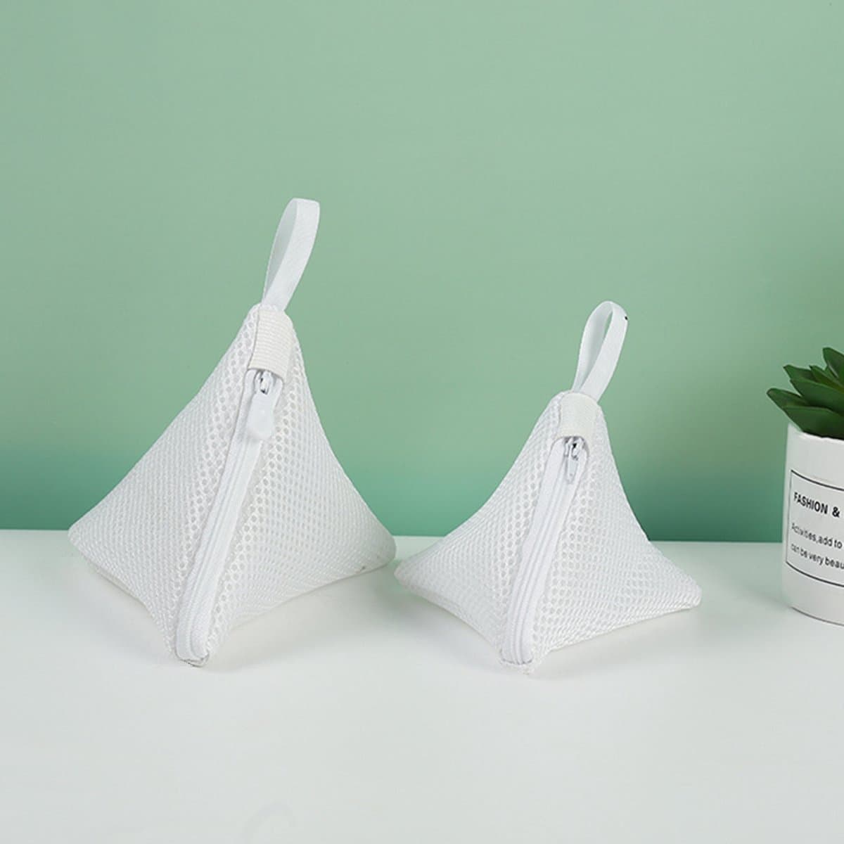 2 stuks mini driehoekige waszakken – BH-waszakken – Met ophanglus – 2 maten: 12×12 cm & 14×15 cm — afbeelding 1