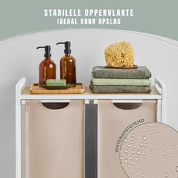 SAVI® Wasmand 2 Vakken - Wasmand - Wassorteerder - Wit - Crème - Bamboe- ‎36cm x 65cmx 73cm; 5700 g — thumbnail 3