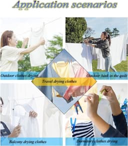 Waslijn Kleding Droogtouw - Draagbare Lijn - Buiten Droogkleding - Verstelbaar Winddicht - 10 Meter Lang - Wit Blauw Zwart — thumbnail 5