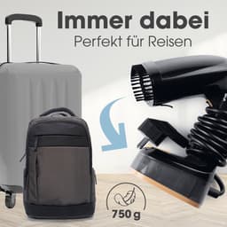 CLEANmaxx stoomstrijkborstel voor kleding | Met 2-in-1-functie – strijkt en verfrist kleding | Compacte stoomstrijkborstel voor onderweg en thuis | Opvouwbare + draagbare stoomborstel 1600 W, incl. waterreservoir van 165 ml — thumbnail 3