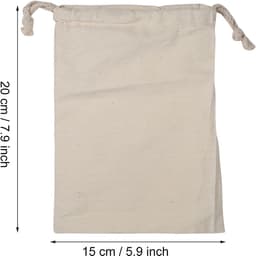 Set van 6 Katoenen Reistassen - Handige Trekkoord Tassen - Ideaal voor Mannen en Vrouwen - Herbruikbare Opbergzakken - 15 x 20 cm — thumbnail 2