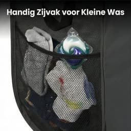 Wasmand opvouwbaar - 75L - Ademend polyester mesh - Met handvatten - Zwart — thumbnail 5