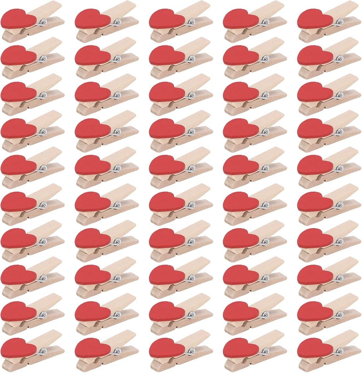 50 Stuks Houten Hartvormige Fotoclips - Decoratieve Wasknijpers voor Feest en Fotopresentatie — afbeelding 1