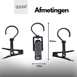 GOODD® - Wasknijpers - Knijpers - 20 STUKS - Met haak - Zwart - Droogrek knijpers - Wasrek knijpers — thumbnail 3