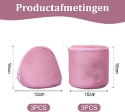 BH Waszakken - Mesh Delicates Zakken - Ondergoedbeschermer met Rits - Voor Wasmachine & Reizen - Voor Vrouwen & Studenten - Roze - 30x25 cm - 6 Stuks — thumbnail 5
