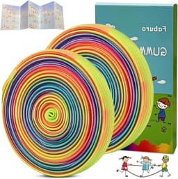 JGS Premium - Gummitwist 4 meter lang voor kinderen | Springspellen met handleiding | Binnen en buiten tuinspel | Regenboogband | Cadeau — thumbnail 1