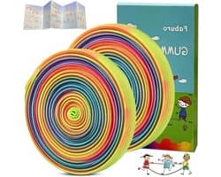 JGS Premium - Gummitwist 4 meter lang voor kinderen | Springspellen met handleiding | Binnen en buiten tuinspel | Regenboogband | Cadeau