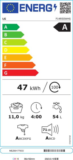 LG F14R50WHS wasmachine Voorlader 11 kg 1350 RPM Wit — thumbnail 2