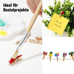 156 Stuks Wasknijpers - 2.5cm Houten Klemmen - Natuur Clips - Met 10m Jute Touw en 5 Spijkers Voor Het Ophangen Van Foto's - Ansichtkaarten - Huisdecoratie Bruiloften — thumbnail 4