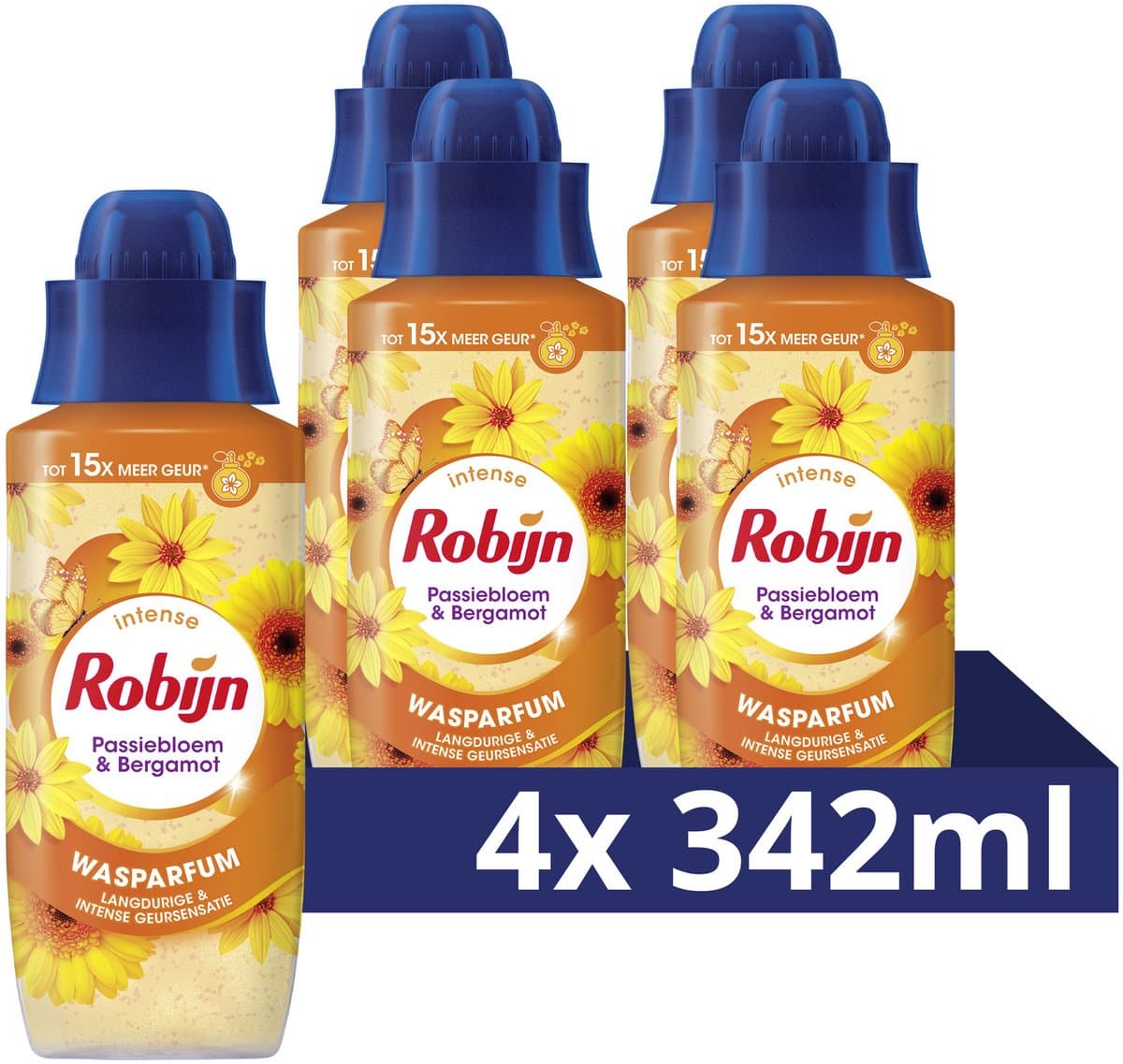 Robijn Intense Wasparfum - Passiebloem & Bergamot - geeft je kleding een langdurige, intense geur - 4 x 342 ml — afbeelding 1