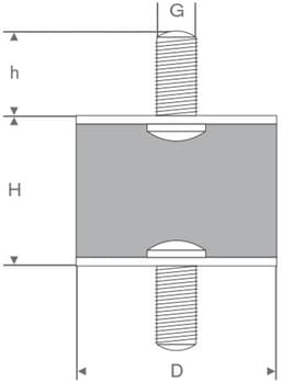 Rubbermagazijn - Trillingsdemper Type A 40x30mm - M8 - Set 10 stuks — thumbnail 2