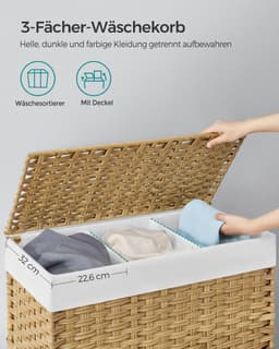 Wasmand - Met Afneembaar Deksel - Natuurlijke Kleur — thumbnail 3