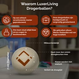 6x Drogerballen XL van Wol - Wasverzachter - voor Wasmachine en Wasdrogers - Dryer balls - Wasbol 100% wol — thumbnail 5
