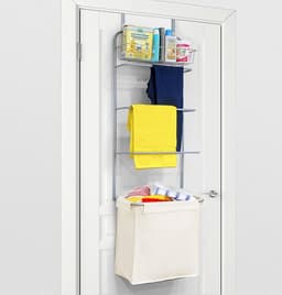 3-in-1 Over Deur Wasrek – Handdoekhouder + Wasmand + Opbergmand – Ruimtebesparend – 146x42x28.5 cm — thumbnail 3