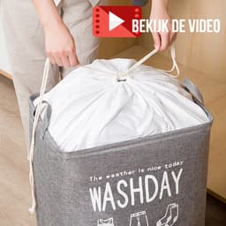 Allernieuwste Wastas Opbergtas 73 L Organizer Opbergbox Voor Wasgoed, Dekens, Kussens, Kleding, Dekbed, Speelgoed - Waszak maat 33 x 43 x 52 cm - Kleur GRIJS — thumbnail 4
