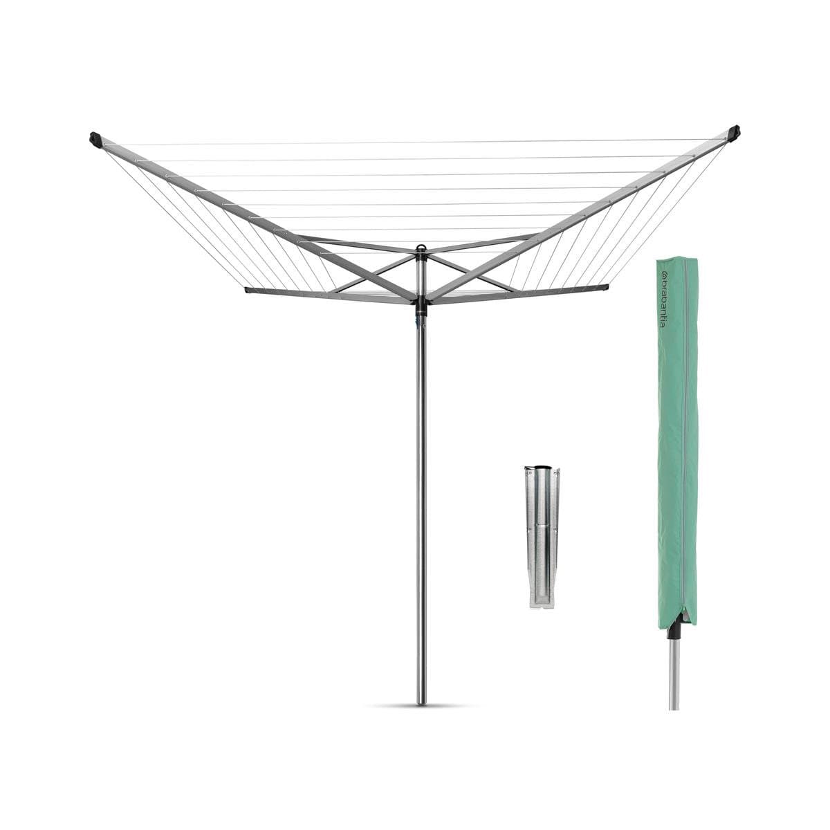 Brabantia Topspinner Droogmolen - 50 m - met Metalen Grondanker en Beschermhoes - Metallic Grey — afbeelding 1
