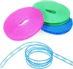 Waslijnset 3 Rollen - Kampeerwaslijn Intrekbaar - Buiten Kleding Drogen - Met Metalen Haken - 3 Rollen - Zoals Getoond — thumbnail 1