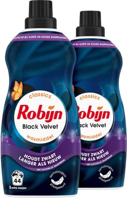 Robijn -Vloeibaar Wasmiddel - Klein & Krachtig - Black Velvet - 2 flessen- 88 wasbeurten - Voordeelverpakking — thumbnail 2