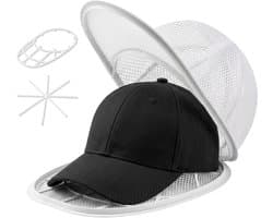 Opvouwbare wasmand voor baseballpetten met netzak, reinigingshouder voor petten voor de wasmachine of vaatwasser, wit