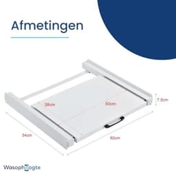 Wasophoogte Spacer - Wasdroger Stapelaar - Ruimte Besparen - Uitschuifbaar Plateau - 54 x 60 cm - Wit — thumbnail 5