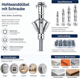 35 stuks holle holle pluggen metaal M6 x 52 mm holle wandpluggen — thumbnail 3
